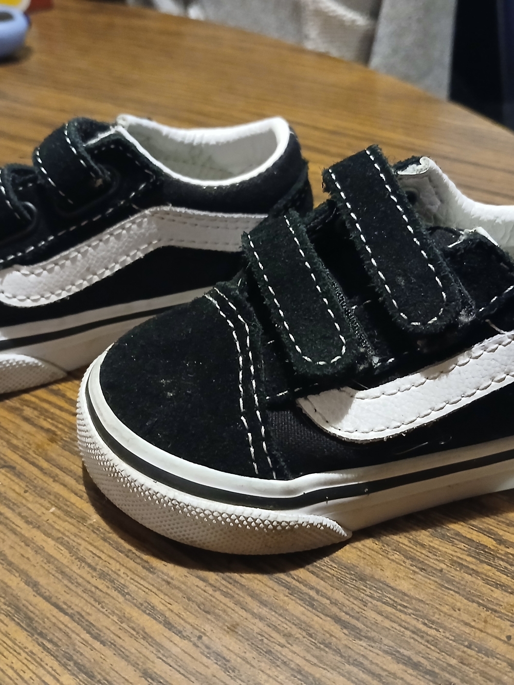 Vans Kids Black and White Velcro Skate Shoes